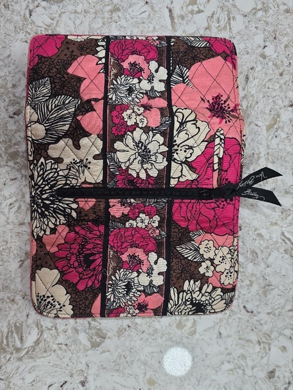 Vera Bradley Pink, Brown & Cream Floral Quilted Phone Wallet - Picture 4 of 4